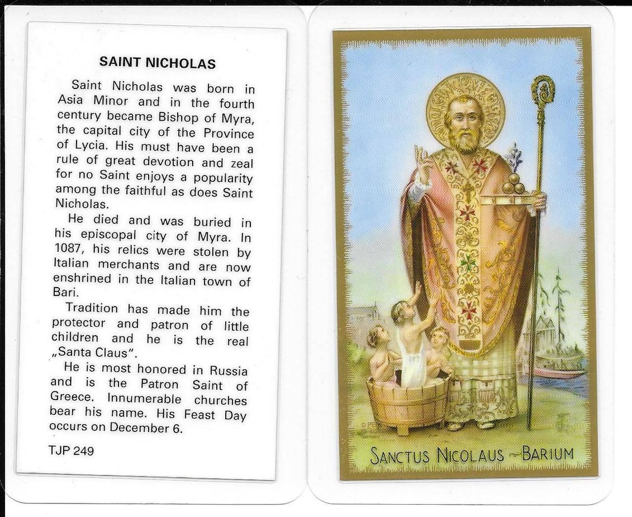 Prayer Card Prayer To Saint Nicholas Laminated TJP - Ysleta Mission Gift Shop