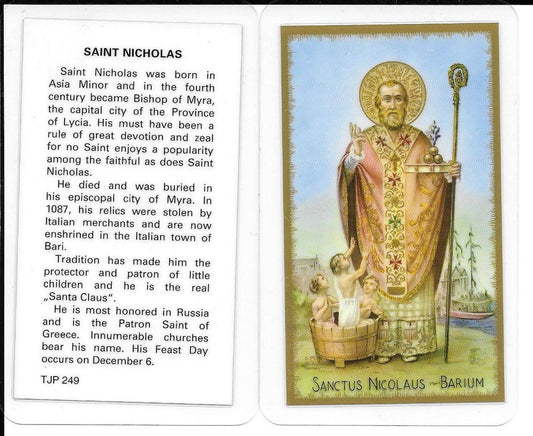 Prayer Card Prayer To Saint Nicholas Laminated TJP - Ysleta Mission Gift Shop