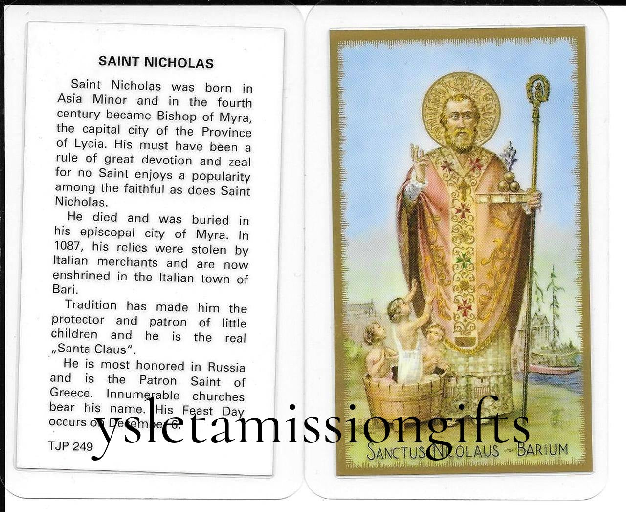 Prayer Card Prayer To Saint Nicholas Laminated TJP - Ysleta Mission Gift Shop