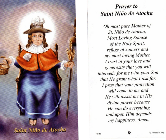 Prayer Card Prayer To Saint Nino De Atocha Laminated HC-NI - Ysleta Mission Gift Shop