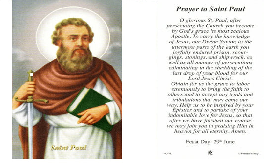Prayer Card Prayer To Saint Paul Laminated HC-PL - Ysleta Mission Gift Shop