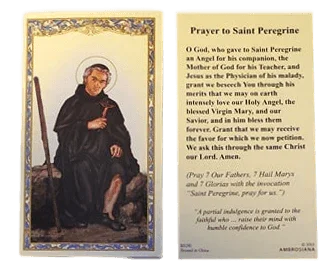 Prayer Card Prayer To Saint Peregrine No Laminate RS - Ysleta Mission Gift Shop