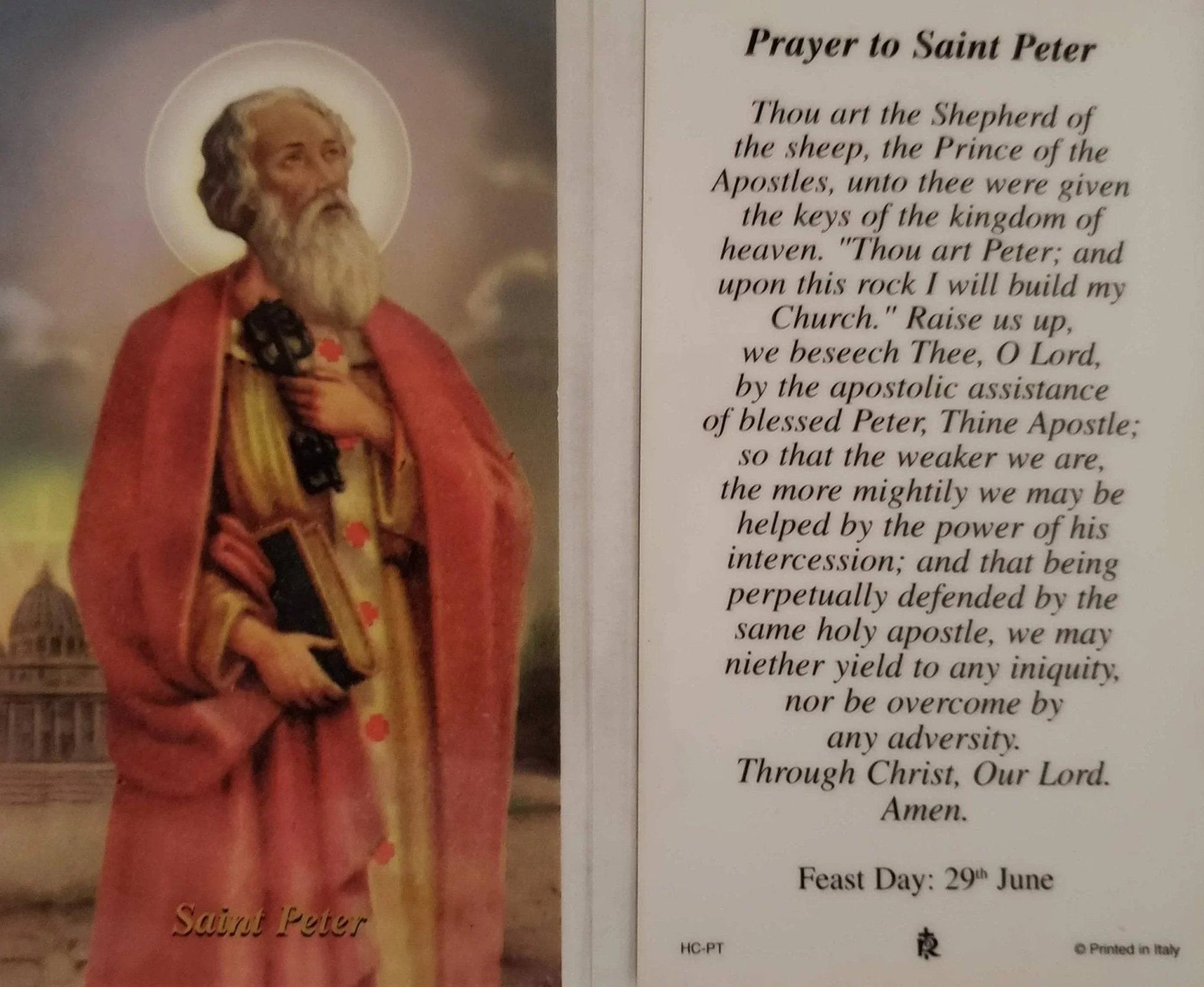 Prayer Card Prayer To Saint Peter Laminated HC-PT - Ysleta Mission Gift Shop