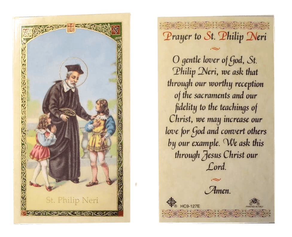 Prayer Card Prayer To Saint Philip Neri Laminated HC9-127E - Ysleta Mission Gift Shop