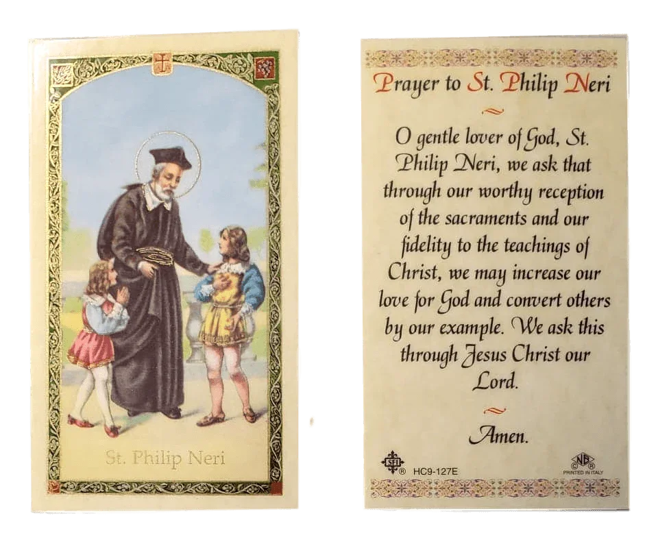 Prayer Card Prayer To Saint Philip Neri Laminated HC9-127E - Ysleta Mission Gift Shop