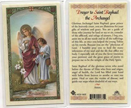 Prayer Card Prayer To Saint Raphael The Archangel Laminated HC9-182E - Ysleta Mission Gift Shop