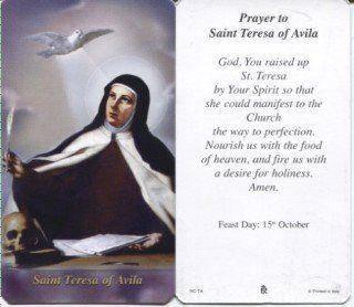 Prayer Card Prayer To Saint Teresa Of Avila Laminated HC-TA - Ysleta Mission Gift Shop