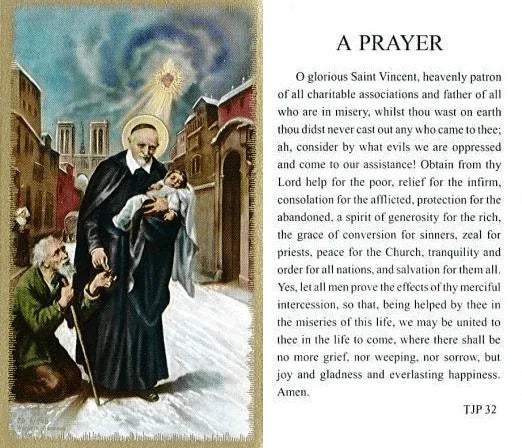 Prayer Card Prayer To Saint Vincent A Prayer Laminated TJP - Ysleta Mission Gift Shop