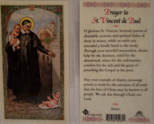 Prayer Card Prayer To Saint Vincent De Paul Laminated HC9-107E - Ysleta Mission Gift Shop
