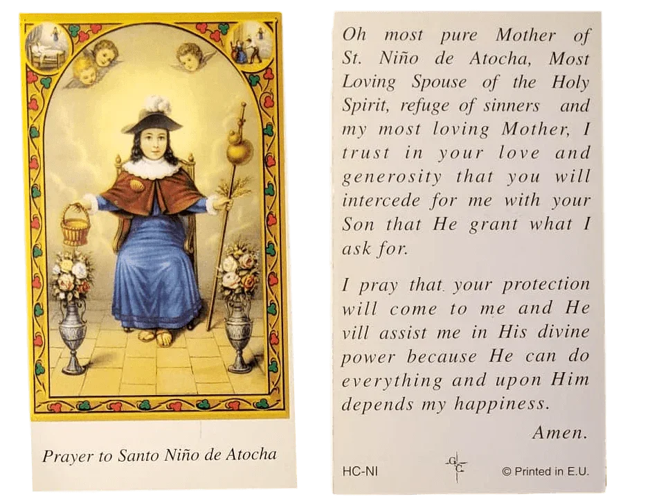Prayer Card Prayer To Santo Nino Atocha No Laminated HC-NI - Ysleta Mission Gift Shop
