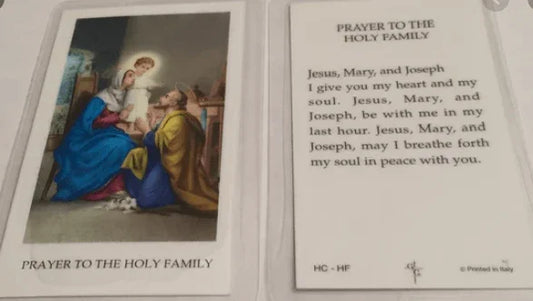 Prayer Card Prayer To The Holy Family Laminated HC-HF - Ysleta Mission Gift Shop