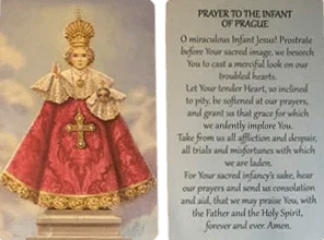 Prayer Card Prayer To the Infant of Prague Laminated Mini Pocket Card NC - Ysleta Mission Gift Shop