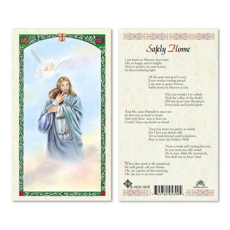 Prayer Card Safely Home Laminated HC-191E - Ysleta Mission Gift Shop