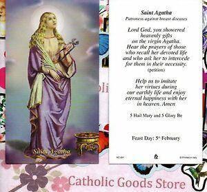Prayer Card Saint Agatha Patroness Against Breast Diseases Laminated HC-AH - Ysleta Mission Gift Shop