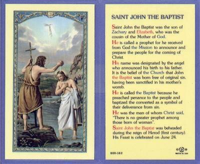Prayer Card Saint John The Baptist Laminated 800-162 - Ysleta Mission Gift Shop