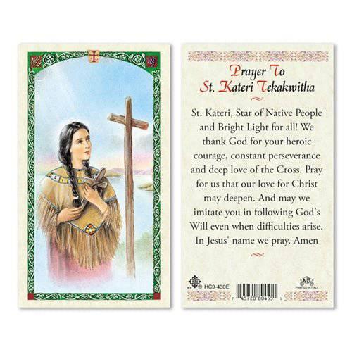 Prayer Card Saint Kateri Tekawitha Laminated HC9-430E - Ysleta Mission Gift Shop