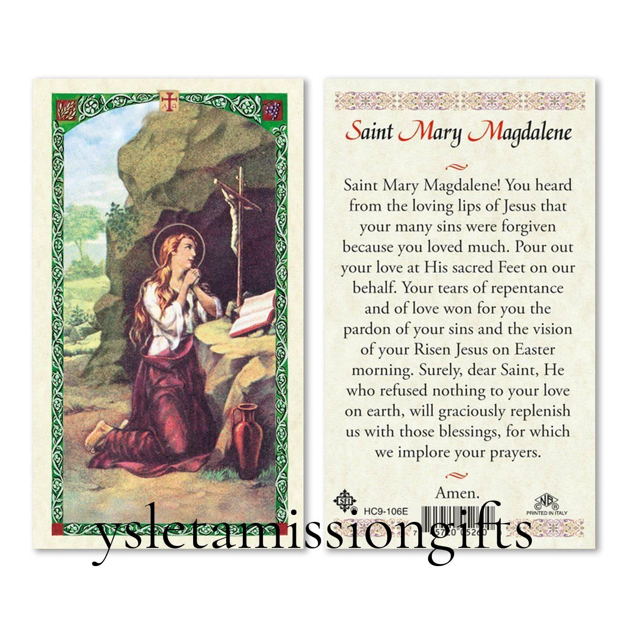 Prayer Card Saint Mary Magdalene Laminated HC9-106E - Ysleta Mission Gift Shop
