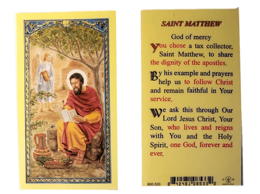 Prayer Card Saint Matthew Laminated - Ysleta Mission Gift Shop