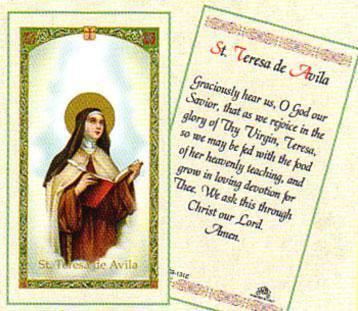 Prayer Card Saint Teresa De Avila Laminated HC9-131E - Ysleta Mission Gift Shop