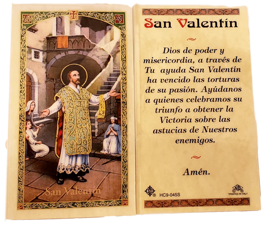 Prayer Card San Valentin SPANISH Laminated HC9-045S - Ysleta Mission Gift Shop