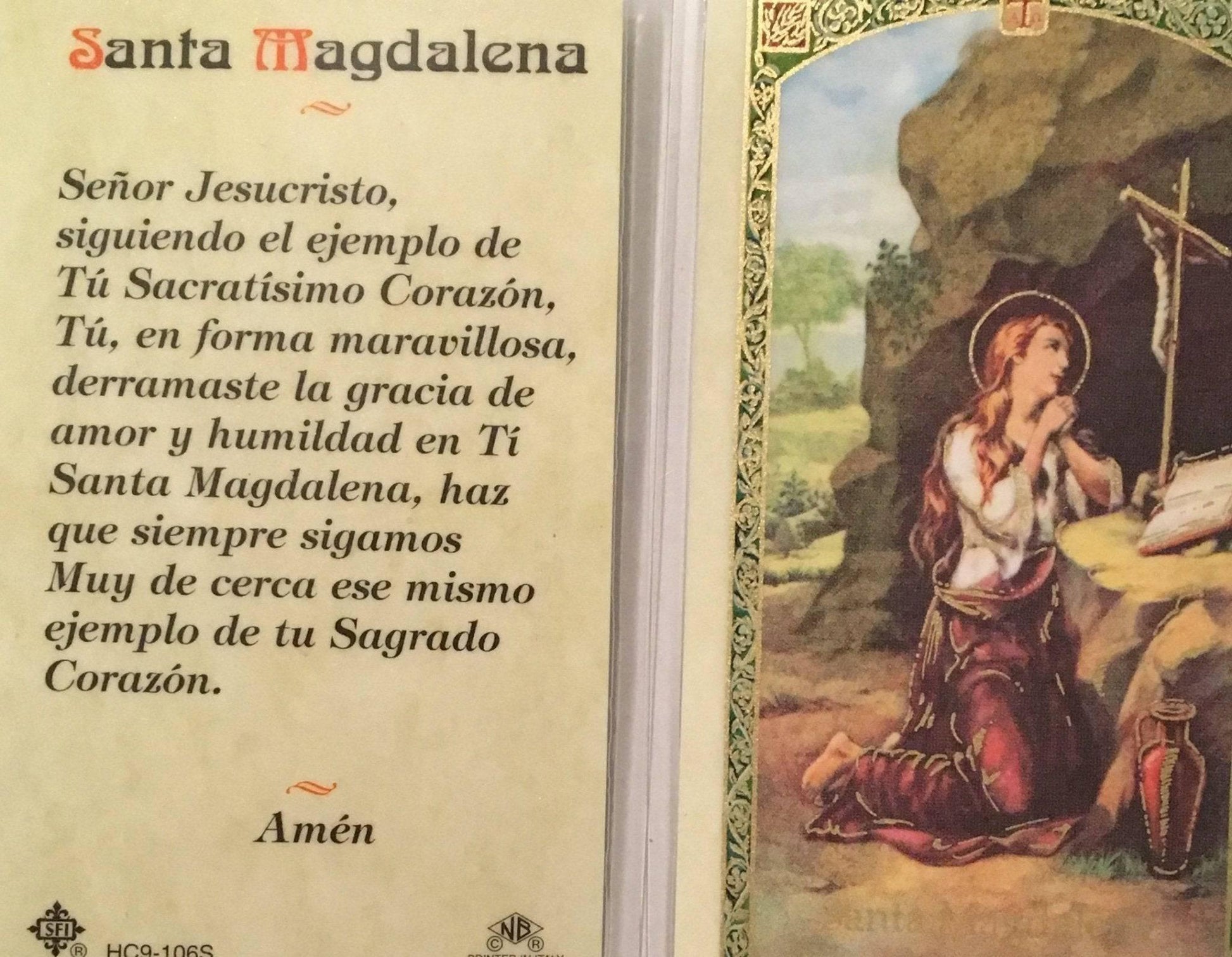 Prayer Card Santa Magdalena SPANISH Laminated HC9-106S - Ysleta Mission Gift Shop