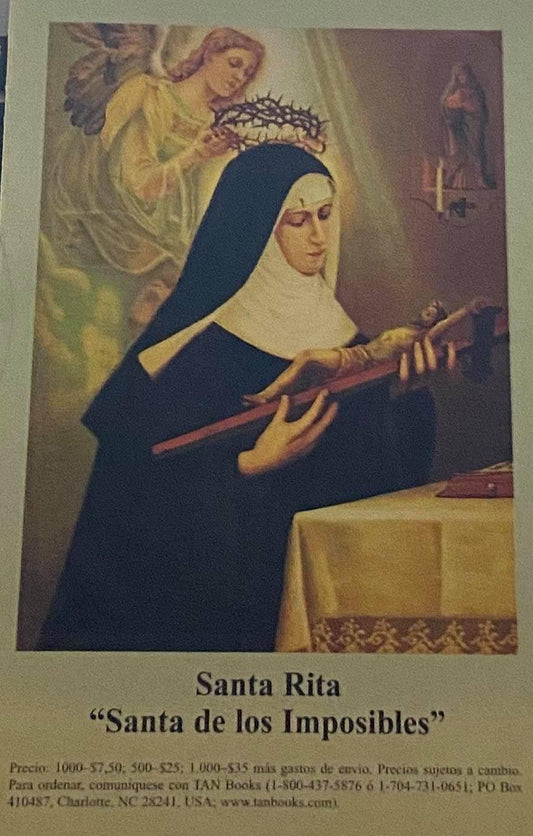 Prayer Card Santa Rita Santa de los Imposibles Spanish - Ysleta Mission Gift Shop