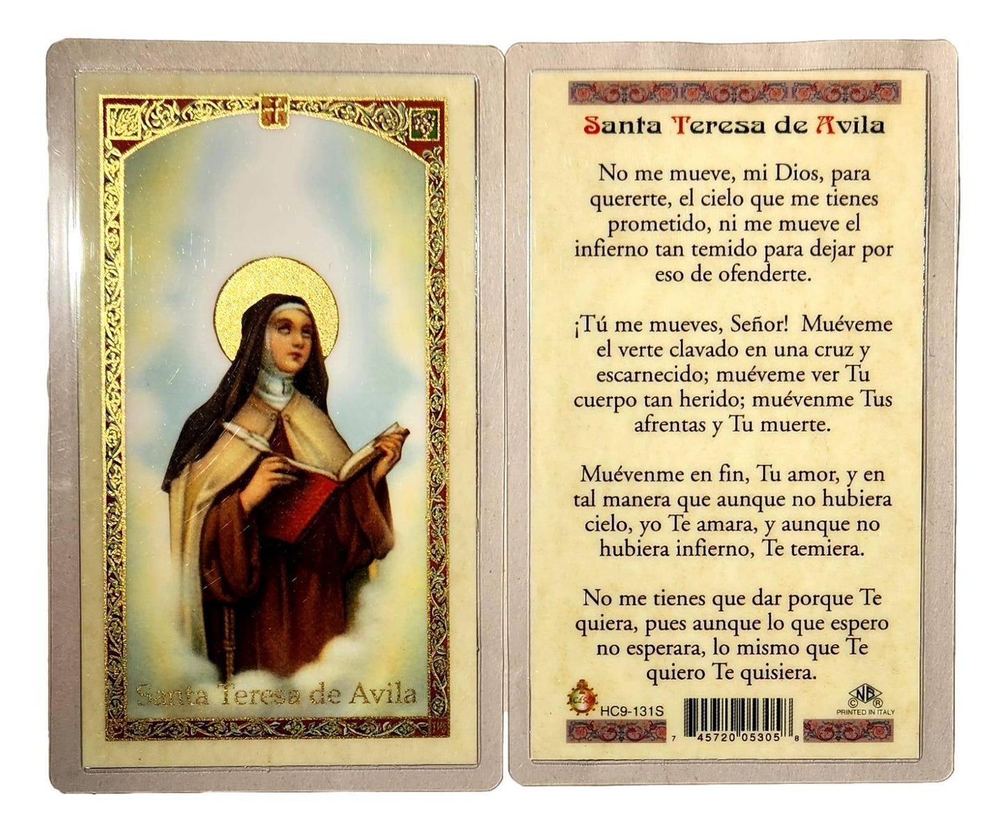 Prayer Card Santa Teresa De Avila SPANISH Laminated HC9-131S - Ysleta Mission Gift Shop