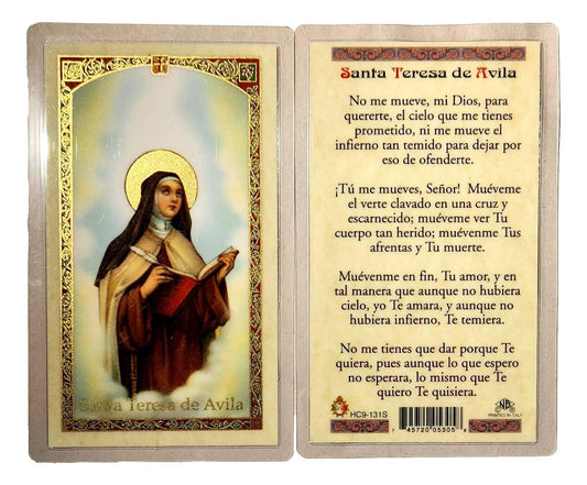 Prayer Card Santa Teresa De Avila SPANISH Laminated HC9-131S - Ysleta Mission Gift Shop