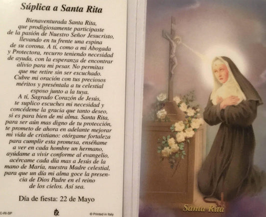 Prayer Card Suplica A Santa Rita SPANISH Laminated HC-ri-sp - Ysleta Mission Gift Shop