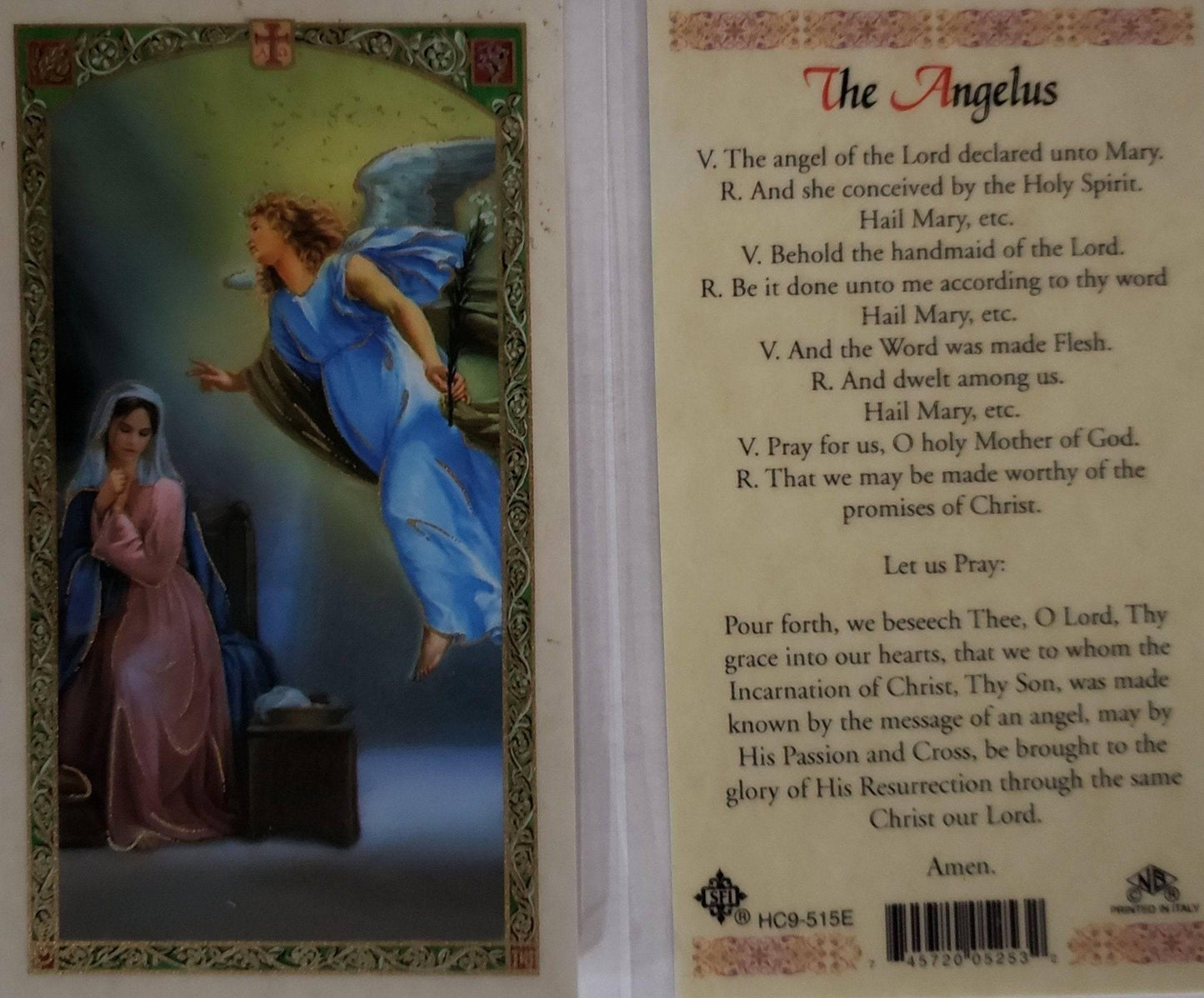 Prayer Card The Angelus Laminated HC9-515E - Ysleta Mission Gift Shop