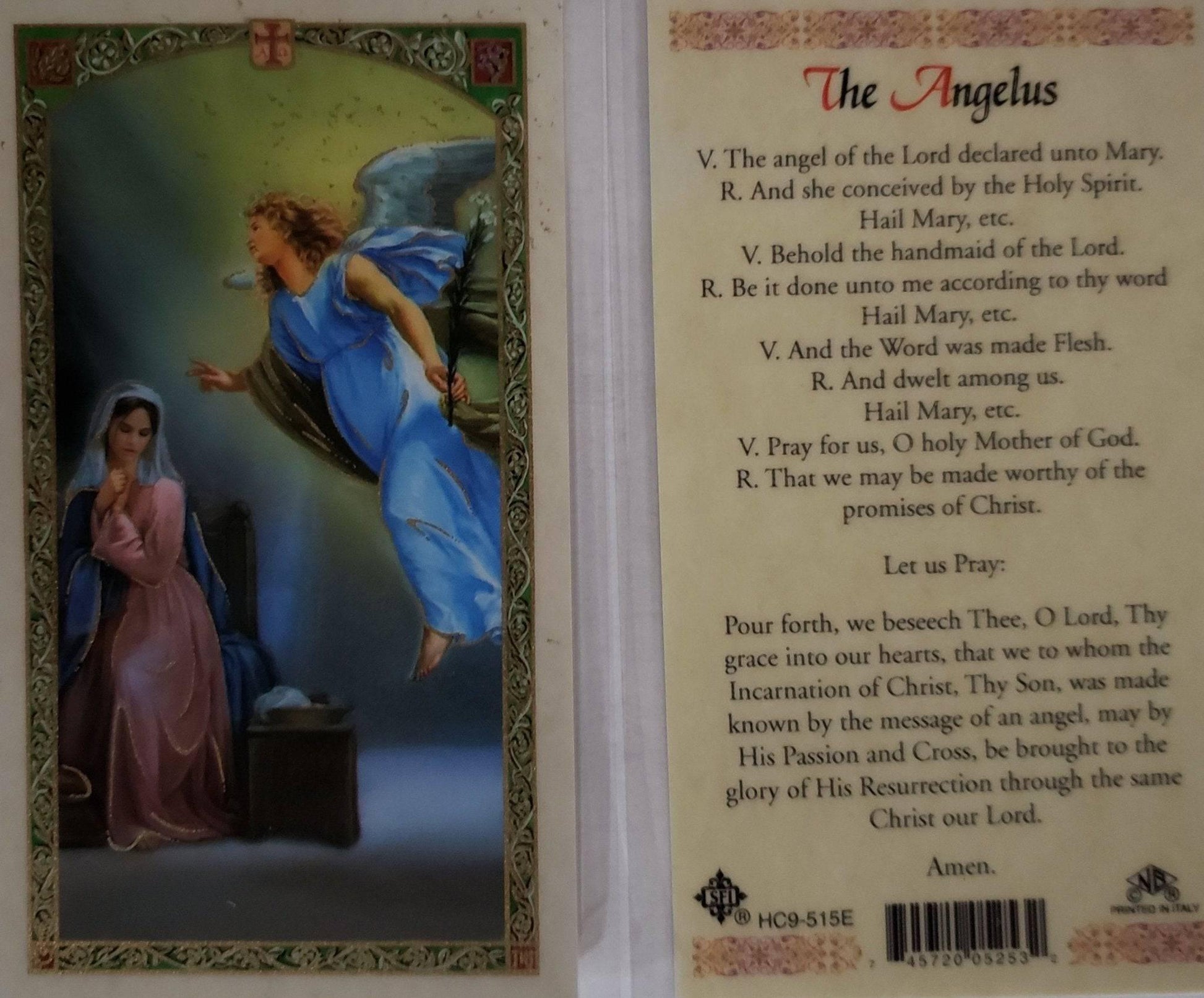 Prayer Card The Angelus Laminated HC9-515E - Ysleta Mission Gift Shop