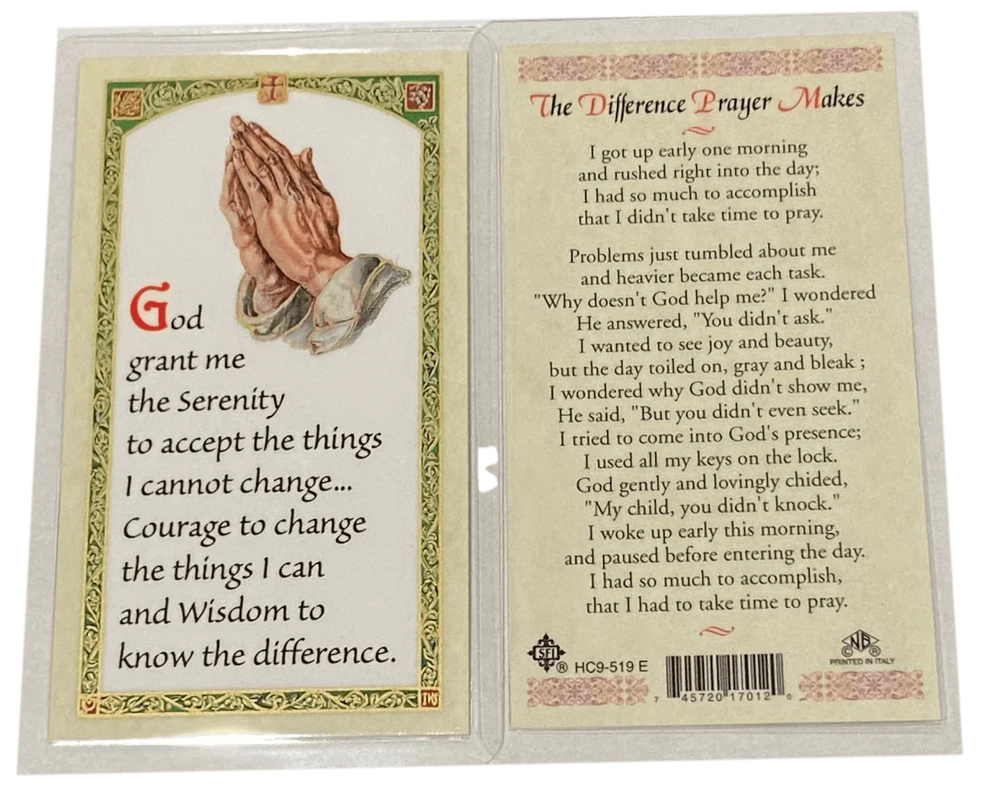 Prayer Card The Difference Prayer Makes Laminated HC9-519E - Ysleta Mission Gift Shop