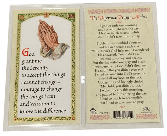 Prayer Card The Difference Prayer Makes Laminated HC9-519E - Ysleta Mission Gift Shop