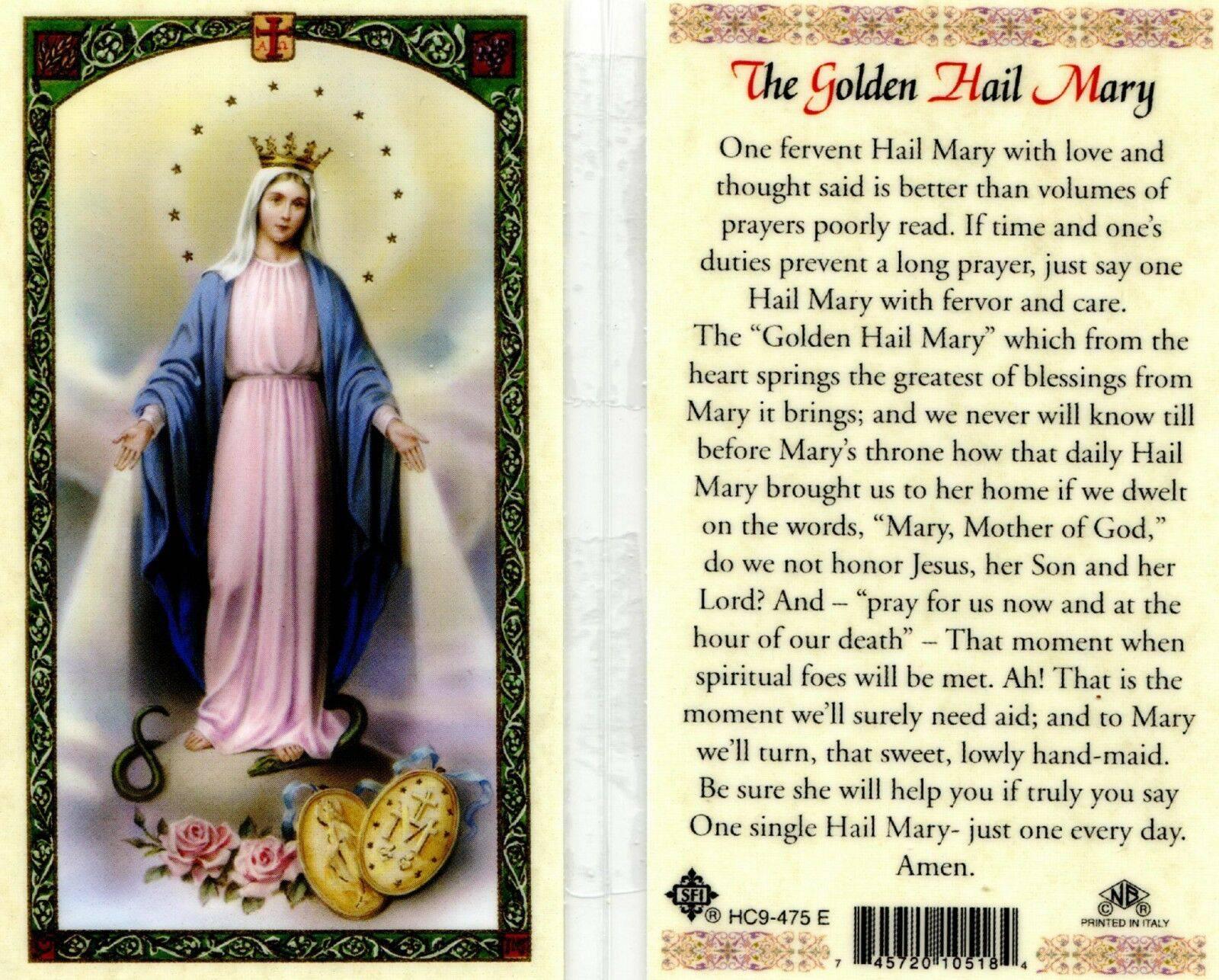 Prayer Card The Golden Hail Mary Laminated HC9-475E - Ysleta Mission Gift Shop