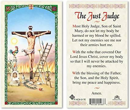 Prayer Card The Just Judge Laminated HC9-317E - Ysleta Mission Gift Shop
