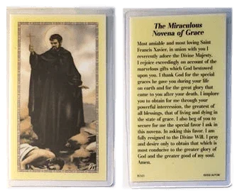 Prayer Card The Miraculous Novena of Grace Laminated BC - Ysleta Mission Gift Shop