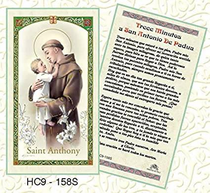 Prayer Card Trece Minutos A San Antonio De Padua SPANISH Laminated HC9-158S - Ysleta Mission Gift Shop