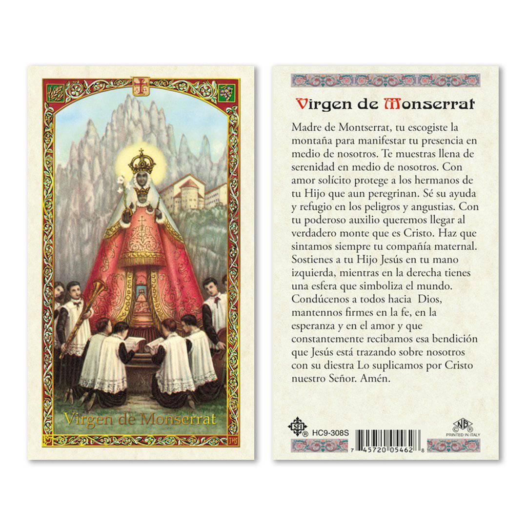 Prayer Card Virgen De Monserrat SPANISH Laminated HC9-308S - Ysleta Mission Gift Shop