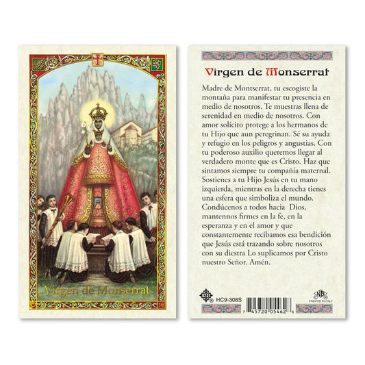 Prayer Card Virgen De Monserrat SPANISH Laminated HC9-308S - Ysleta Mission Gift Shop