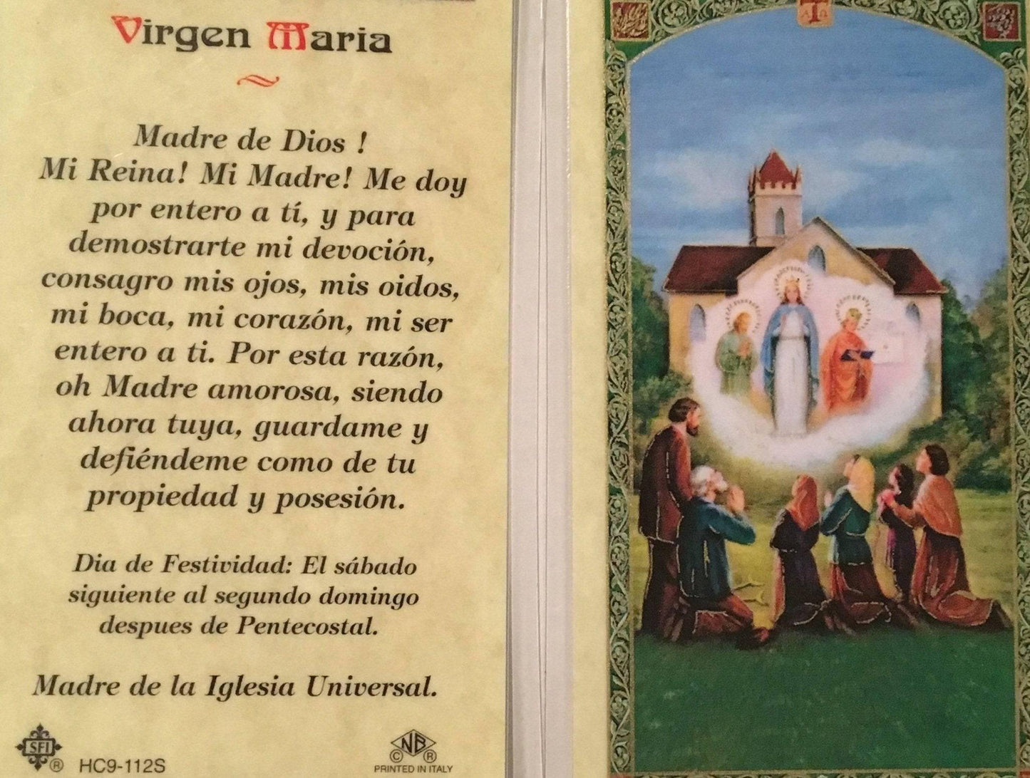 Prayer Card Virgen Maria SPANISH Laminated HC9-112S - Ysleta Mission Gift Shop
