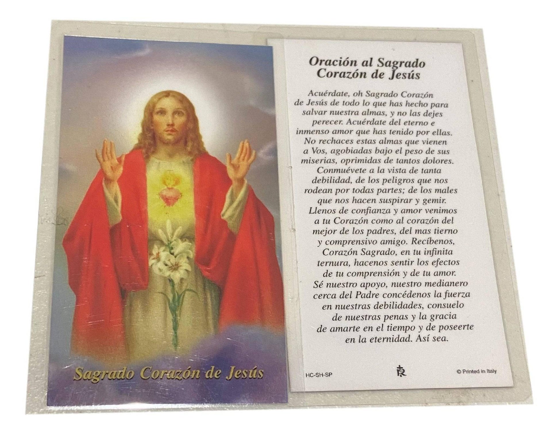 Prayer Oracion Al Sagrado Corazon De Jesus HC-SH-SP Style Spanish Laminated - Ysleta Mission Gift Shop