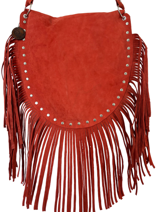 Red Fringe Leather Shoulder Bag - Ysleta Mission Gift Shop