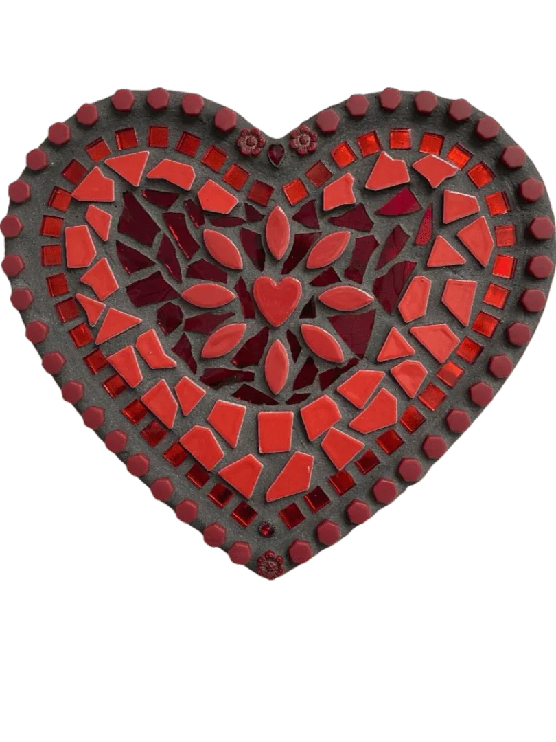 Red Heart Mosaic Resin Heart – Wood Backing 9x10 - Ysleta Mission Gift Shop