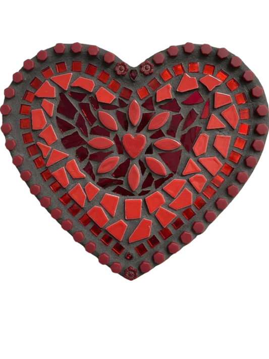 Red Heart Mosaic Resin Heart – Wood Backing 9x10 - Ysleta Mission Gift Shop