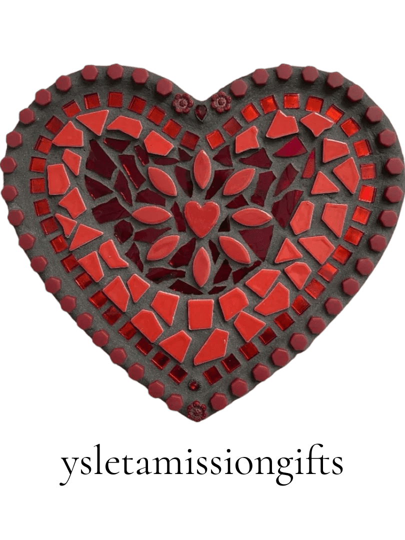 Red Heart Mosaic Resin Heart – Wood Backing 9x10 - Ysleta Mission Gift Shop