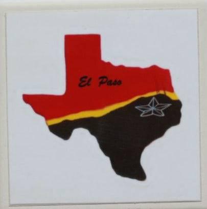 Red Texas Map Coaster – Ceramic with Cork Backing 4" x 4" - Ysleta Mission Gift Shop