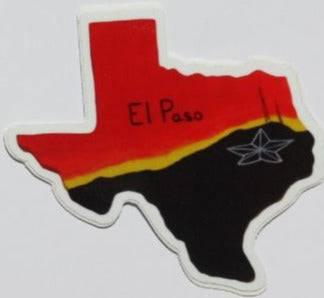Red Texas Map Sticker – Vinyl Glossy Removable 3" x 3" - Ysleta Mission Gift Shop