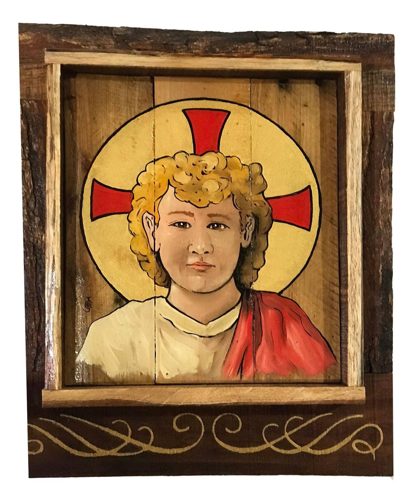 Retablo Divino Nino Wood Original Art - Ysleta Mission Gift Shop