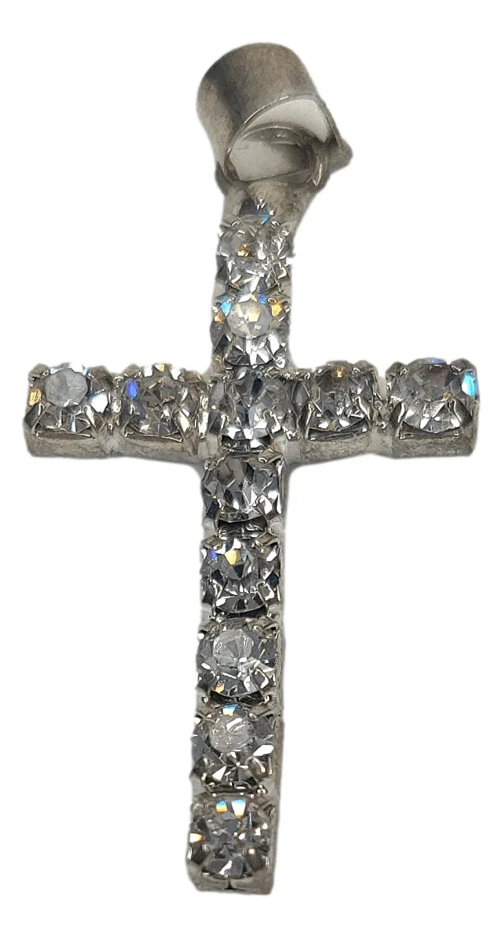 Rosary Part Cross Clear Glass Rhinestones - Ysleta Mission Gift Shop