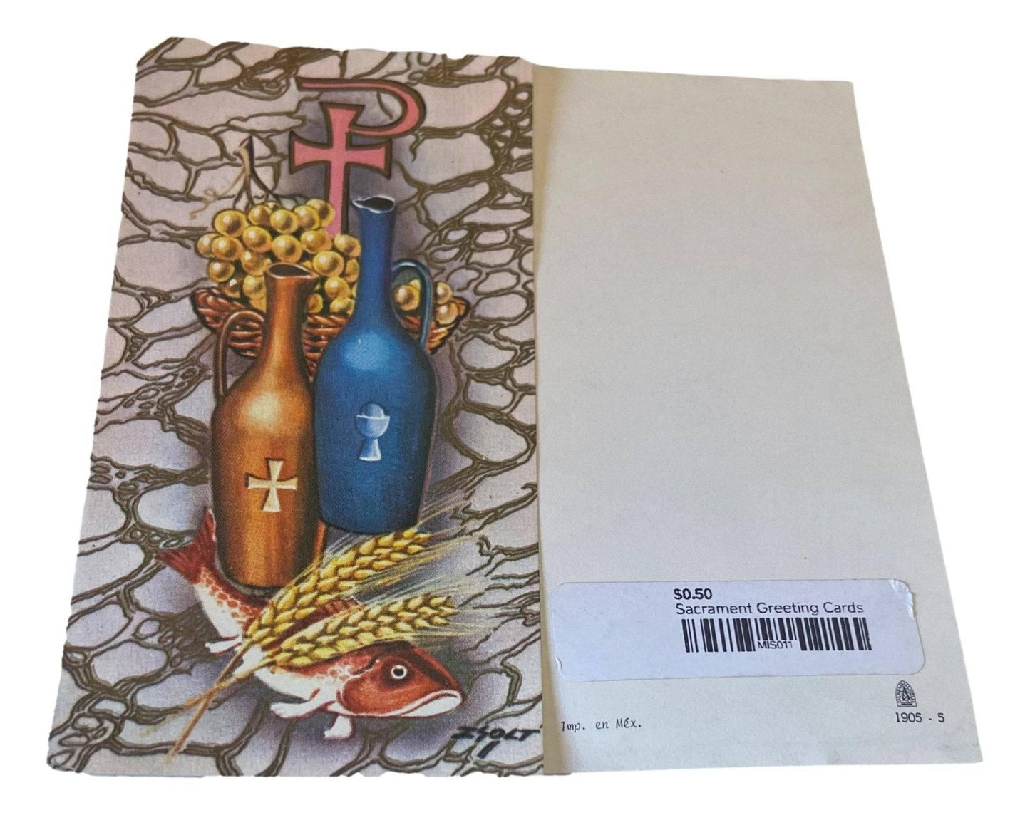 Sacrament Greeting Card Image Only Of Sacraments Chalice and Fish Paper Non Laminated - Ysleta Mission Gift Shop